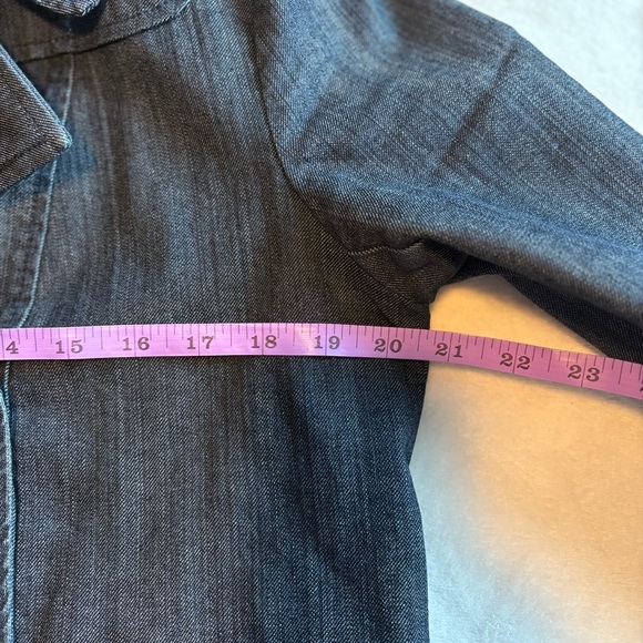 LOFT Vintage Dark Wash Denim Style Double-Breasted Pea Coat with Pockets - Picture 14 of 17